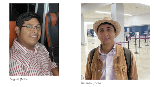 Images of our English teachers, Miguel (Mike) and Ricardo (Rich)